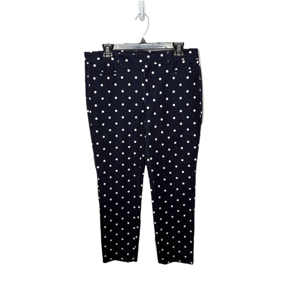 Banana Republic Sloan Navy Blue White Polka Dot Dress Pleated Pant Size 8